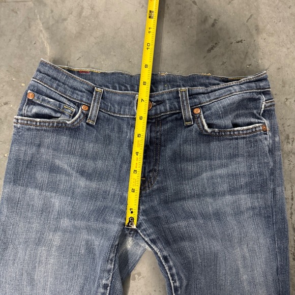 7 For All Mankind Bootcut Jeans Womens W27 Dark Wash Denim Flare Leg Distressed - Picture 8 of 10